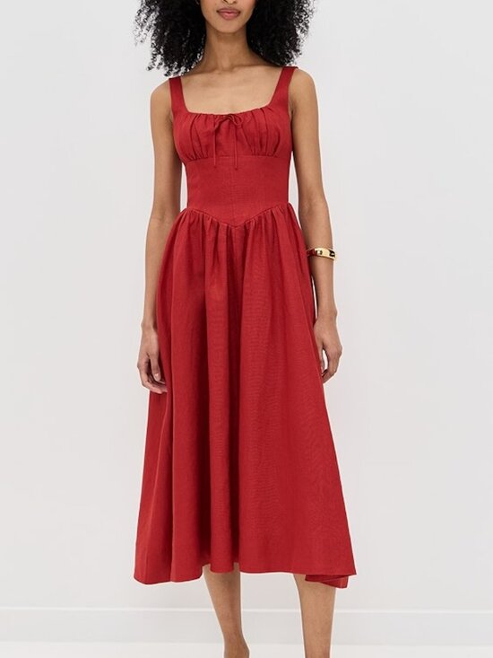 Reformation Dresses & Skirts - Reformation Balia Red Linen Maxi Dress Size 4